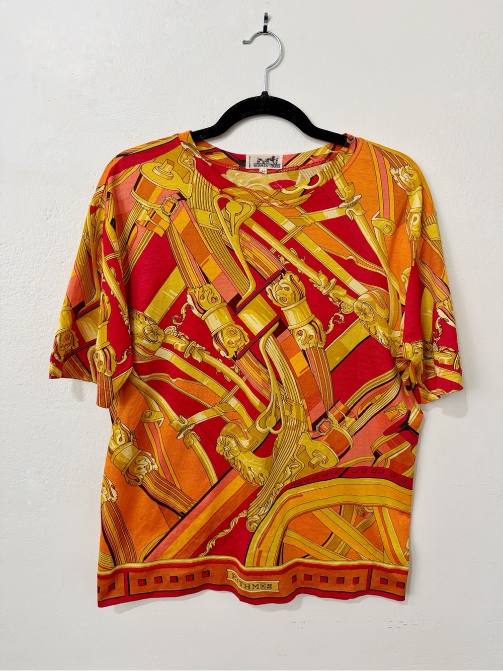 RARE Vintage Hermès “Rythmes” Print Cotton Top